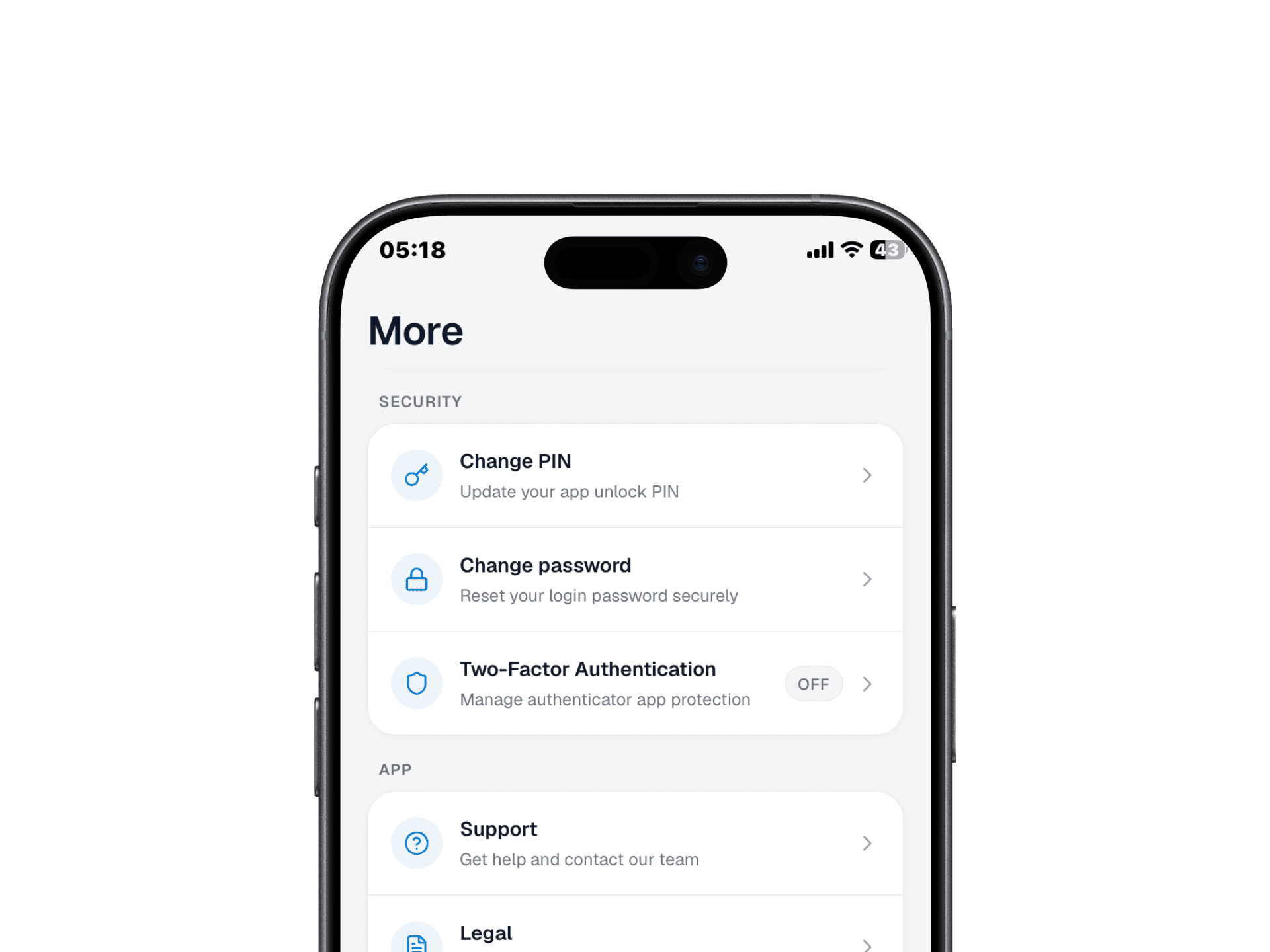 Easner Mobile security settings